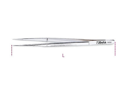 BETA   992 PINZETTA A MOLLA A PUNTE FINI DRITTE ZIGRINATE INOX MM150