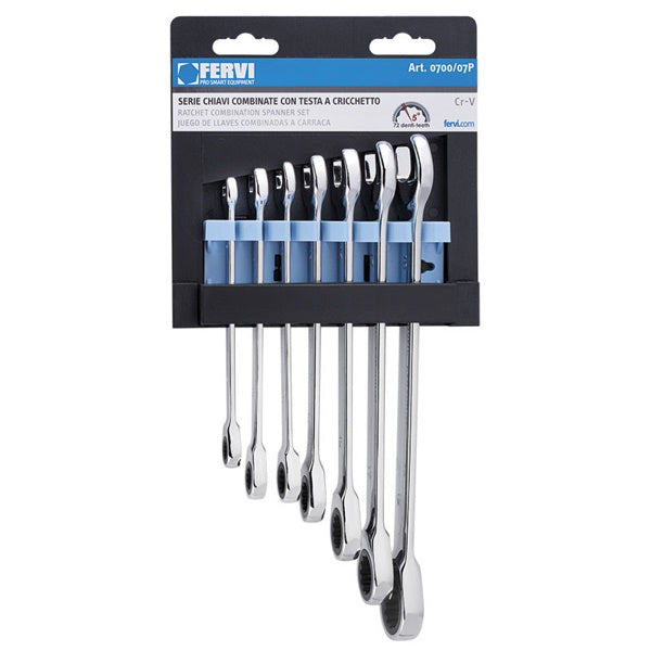 FERVI SERIE 7 CHIAVI COMBINATE CON TESTA A CRICCHETTO