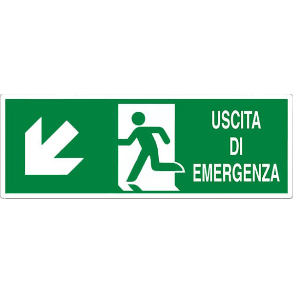 SEGNALE USCITA DI EMERGENZA (SCALA IN BASSO A SX) IN ALLUMINIO MM350X125