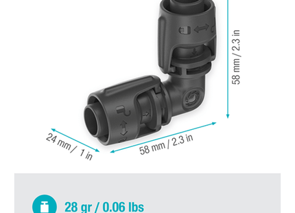 GARDENA 13202 RACCORDO A L PER TUBO DA MM13 (1/2") PZ.5