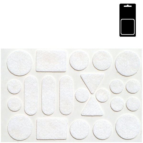 SODIFER ASSORTIMENTO DI FELTRINI ADESIVI BIANCO BLISTER DA PZ 23