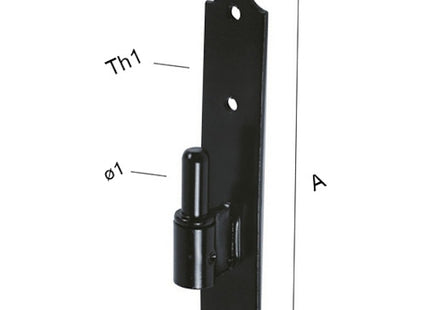 OM4 CARDINE PER LEGNO MM180X23X3,5 PERNO D.MM12 NERO