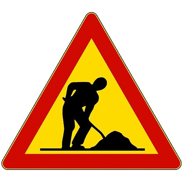 3G ITALIA CARTELLO TRIANGOLO LAVORI IN CORSO CM90 F.383 IN METALLO