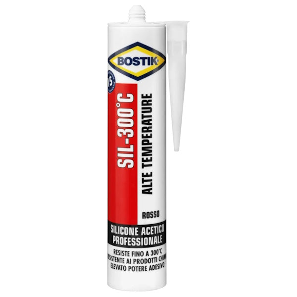 UHU BOSTIK SIL-300 C SILICONE PER ALTE TEMPERATURE ROSSO CARTUCCIA ML300