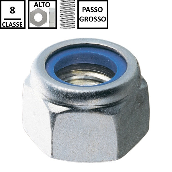 DADO AUTOBLOCCANTE ALTO PASSO GROSSO CL. 8 Z.BIANCO DIN 982