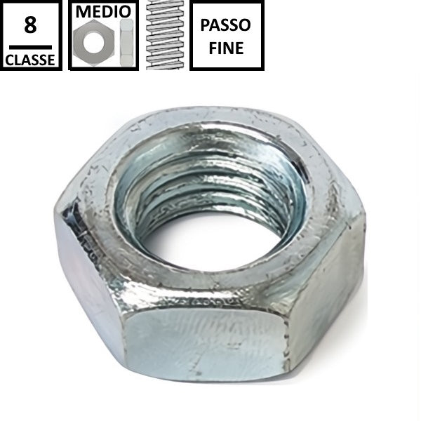 DADO ESAGONALE MEDIO PASSO FINE CL. 8 Z.BIANCO UNI 5588