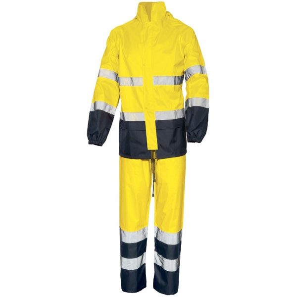 ISSA COMPLETO IMPERMEABILE ALTA VISIBILITA' GIALLO FLUO/BLU NAVY