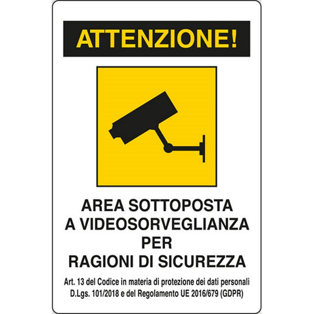 SEGNALE ATTENZIONE AREA SOTTOPOSTA A VIDEOSORV...IN PLASTICA MM300X200