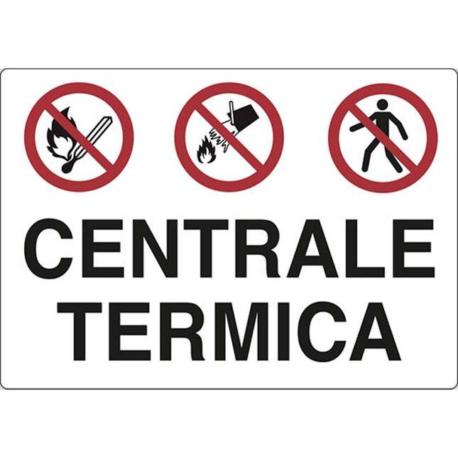 SEGNALE CENTRALE TERMICA (CON SIMBOLI) IN ALLUMINIO MM300X200