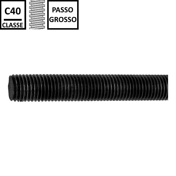 BARRA FILETTATA FERRO CL.C40 GREZZA PASSO GROSSO DIN 976