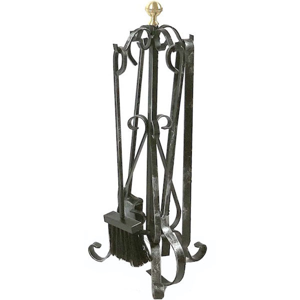 SET PER CAMINETTI IN FERRO BATTUTO CON POMOLO H.CM74 ART.174
