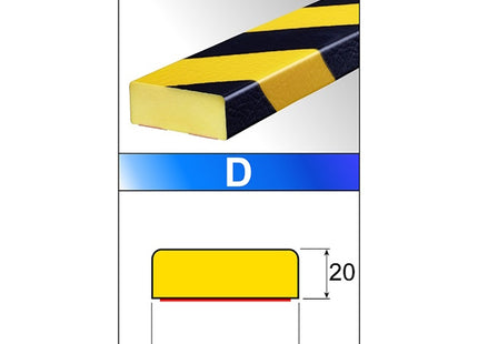 AMPERE PROFILO TIPO "D" PIANO MM50X20 MT1 GIALLO/NERO