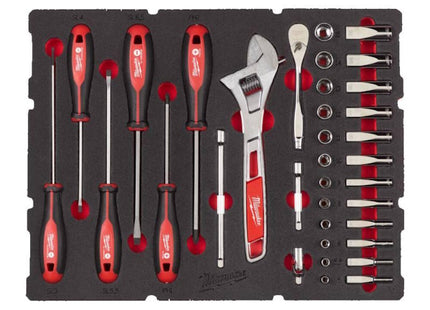 MILWAUKEE PACKOUT SET CRICCHETTO E BUSSOLE DA 1/4" IN TERMOFORMATO