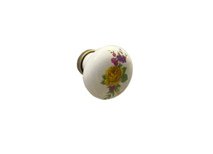 POMOLO IN CERAMICA COLORE PANNA CON FIORE D.MM30X28*