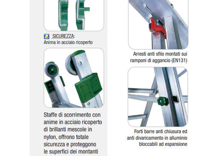 FACAL SCALA SUPER PRIMA 3 ELEMENTI TRASFORMABILE IN ALLUMINIO