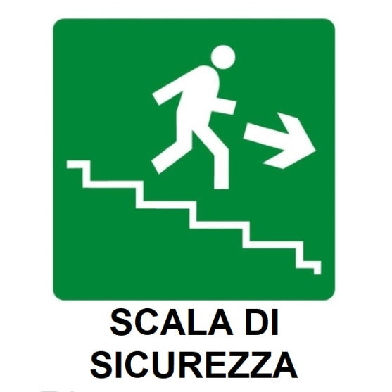 SEGNALE SCALA DI SICUREZZA (A DESTRA) IN ALLUMINIO MM250X310*
